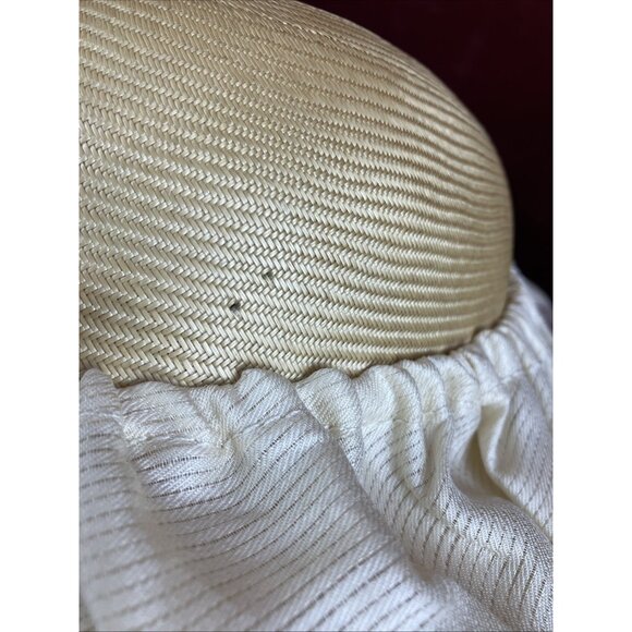 CHIC Vintage Matsuda Nicole Avant Garde Sun Hat Grass Straw With Cover Japan - Picture 8 of 9